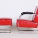 Set of Bauhaus Armchair with Foot Stool attributed to Mucke Melder, 1930s