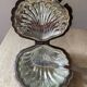 Vintage shell butter dish in silver metal