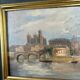 oil on panel "view of Paris from the Seine" circa 1860