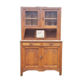 Kitchen buffet, dresser, two bodies, wood and marble, 30s/40s