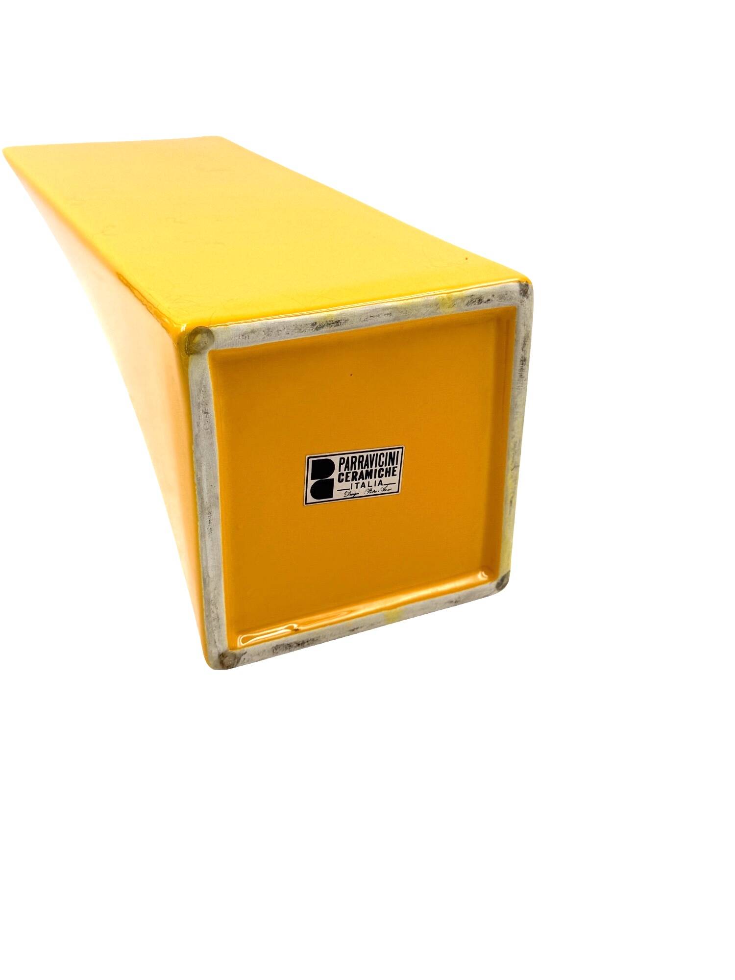 Space age yellow ceramic vase, Pietro Arosio, Parravicini Italy ca. 1960