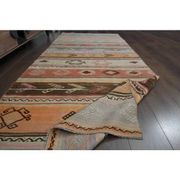 70's Vintage Oushak Handmade Wool Orange Kilim Runner Rug 116x283