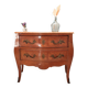 Louis XV style commode with two drawers and a pink marble top.