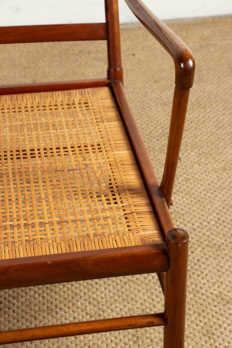 Danish 2-seater sofa in mahogany and cane by Ole Wanscher, 1960.