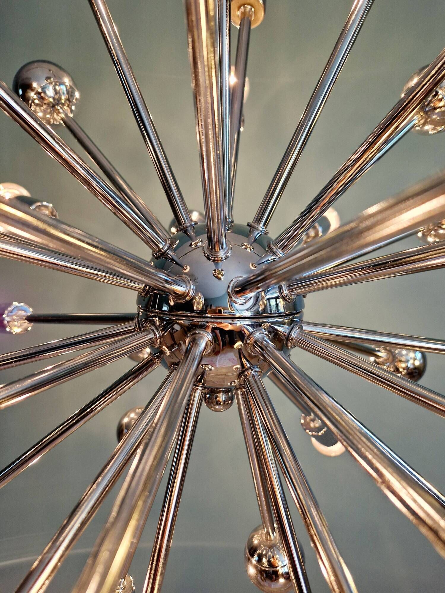 Lustre Sputnik XXL en métal chromé, années 70