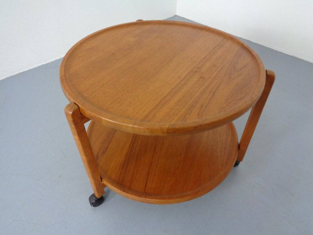 Danish Teak Bar Cart with Removable Tray, 1960s