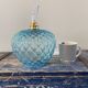 Suspension vintage bleue turquoise en verre ciselé électrifiée à neuf