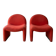 Pair of vintage armchairs from the 70s in red fabric.