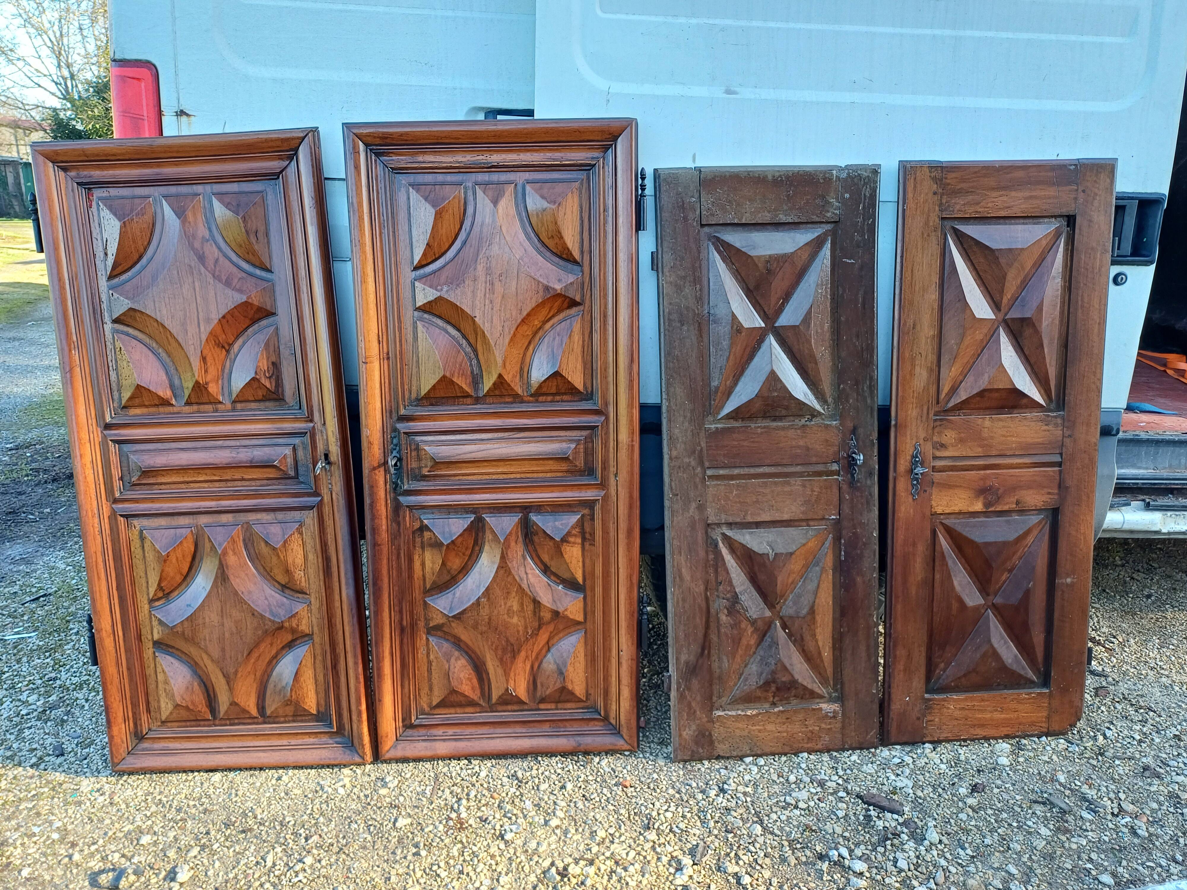 2 pairs of 19th century walnut doors