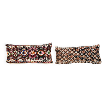 Lot de 2 housses de coussin turque vintage 25x61 cm