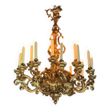 Carved and Gilded Wood Chandelier, 18 Arms of Light, Italy Circa 1880