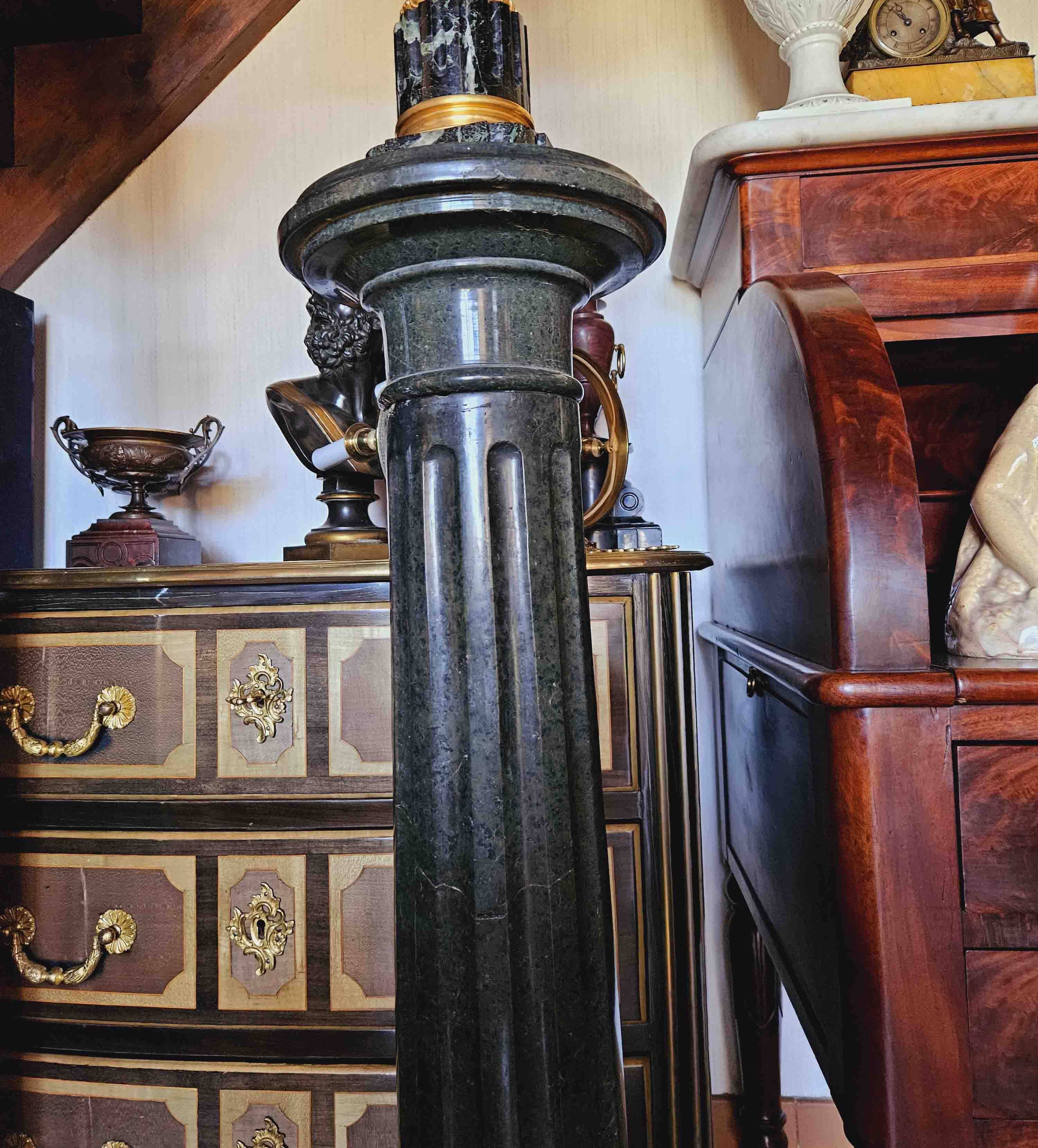 Green Marble Column, Italy, 19th Century