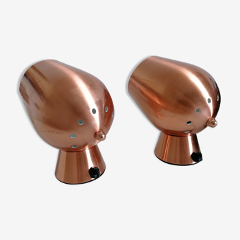 Duo of copper table lamps