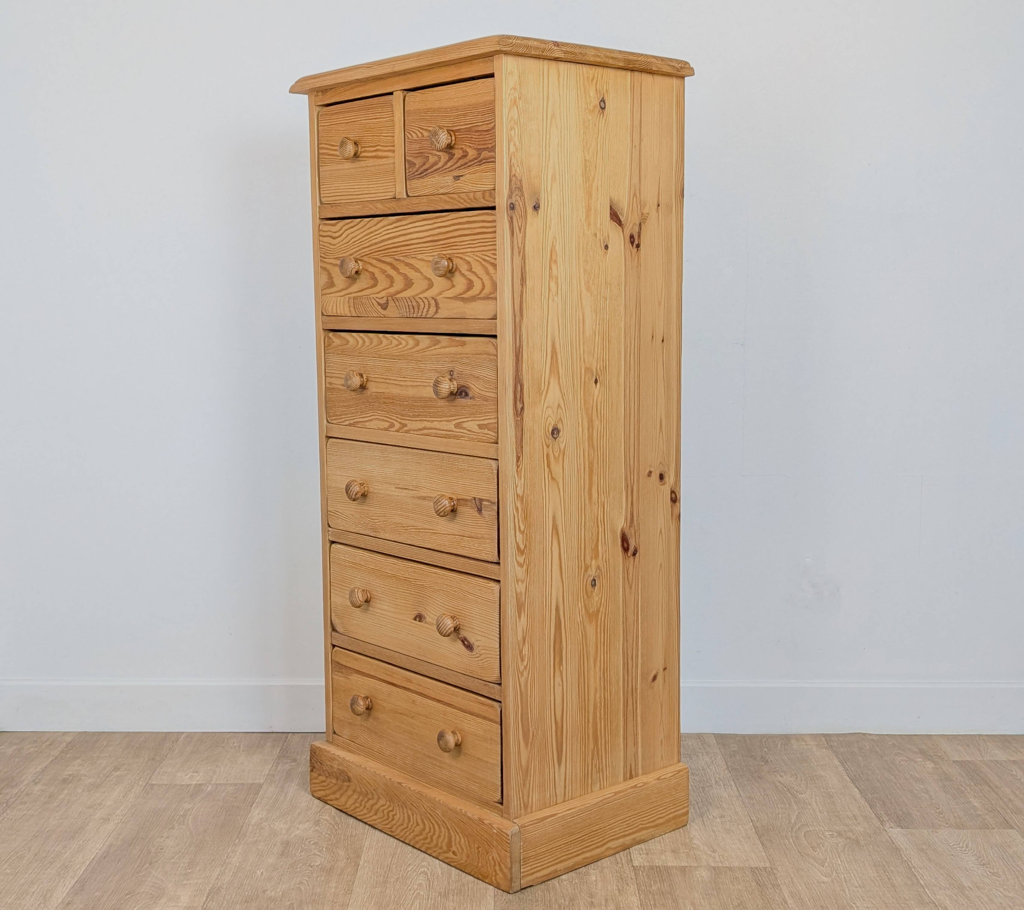 Pine chiffonier chest of drawers with 7 drawers