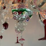 Venetian chandelier in multicolored Murano glass, 6 light arms circa 1920