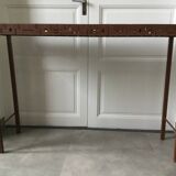 Perforated sheet metal and wood console