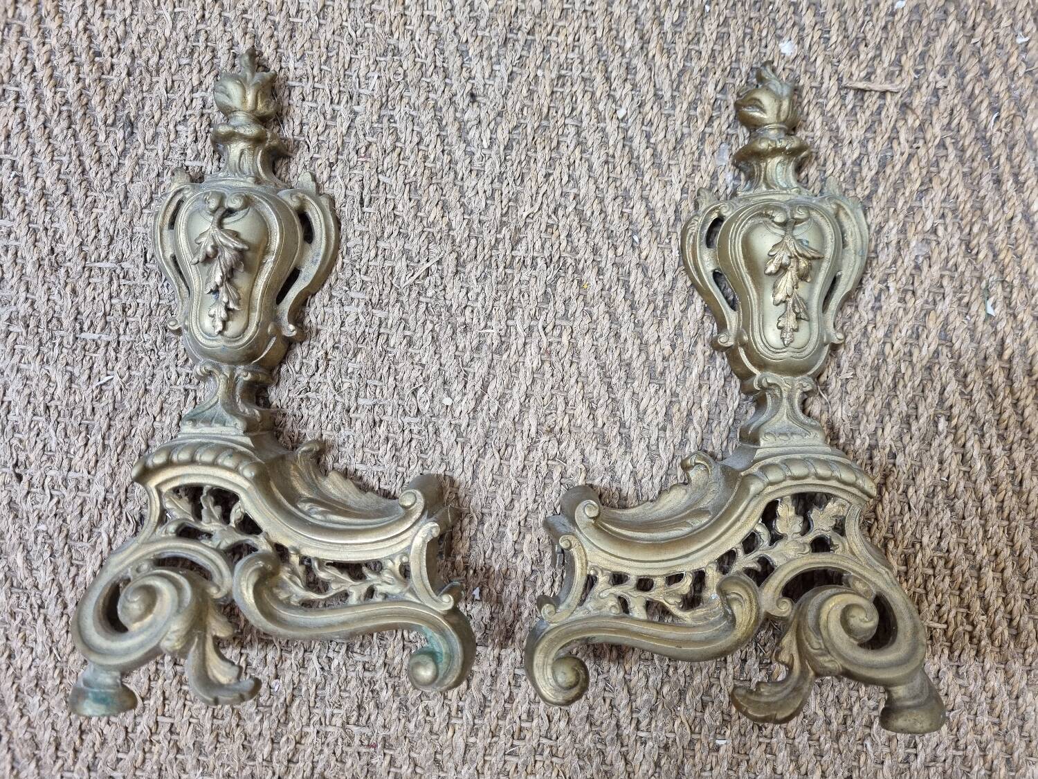 Louis XVI bronze andirons