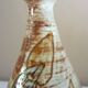 Glazed ceramic drop vase, signed Michel Argans, leaf decoration