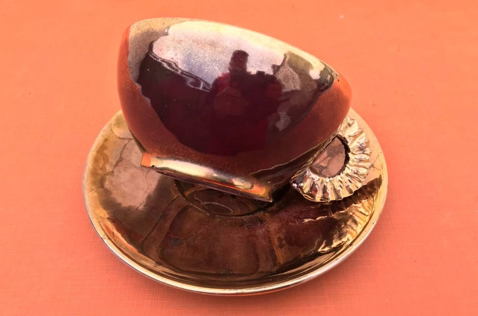 1960s Ceramic Breakfast Cup / Saucer in the Vallauris Style
