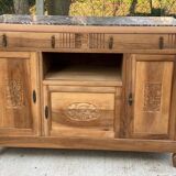 Renovated art deco sideboard in solid oak and marble