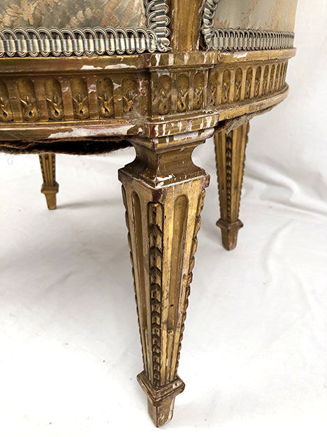 Carved and gilded wooden armchair in Louis XVI style, circa 1900