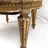 Carved and gilded wooden armchair in Louis XVI style, circa 1900