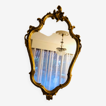 Vintage rocaille style gold wall mirror 82 cm.