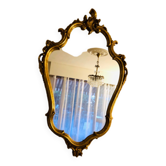 Vintage rocaille style gold wall mirror 82 cm.