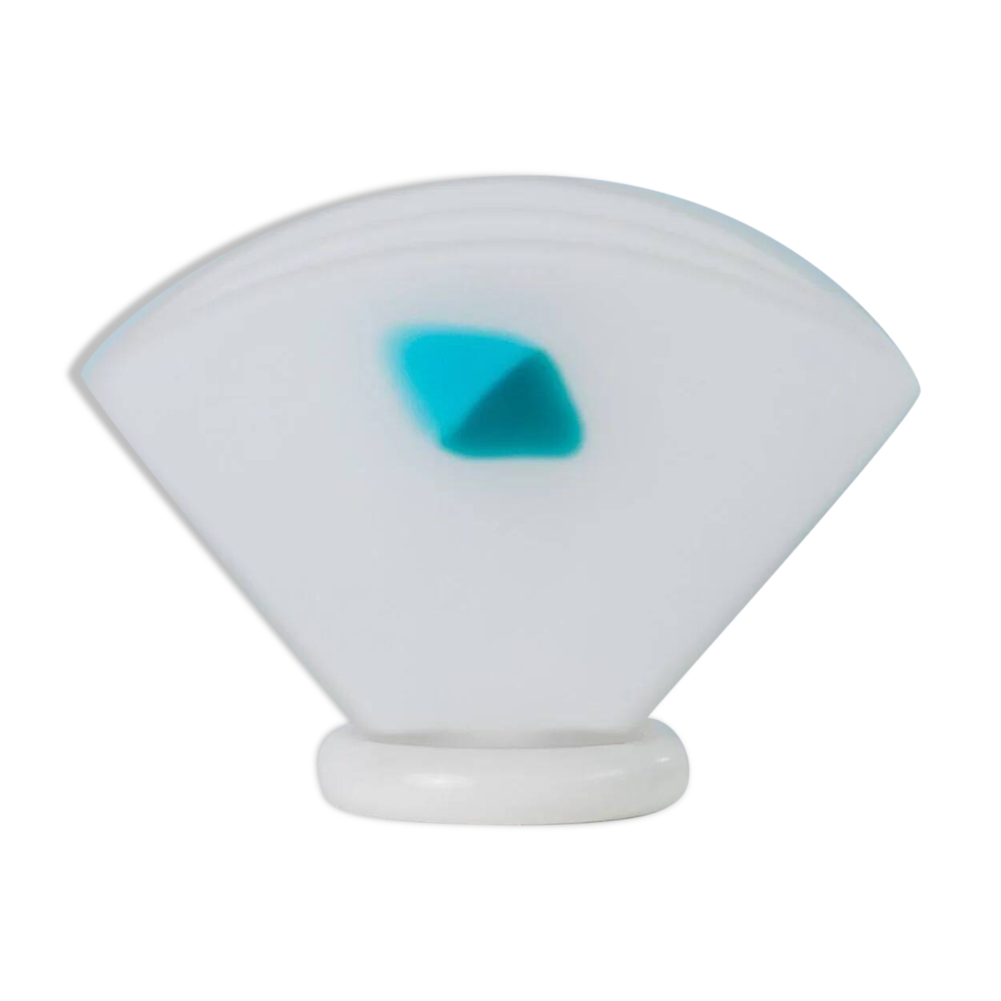 Murano glass table lamp - shell silhouette, frosted glass with blue detail - postmodern Memphis style, 1980s Italy - bedside lamp, gift idea
