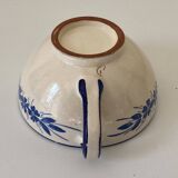 Handcrafted ceramic pitcher and bowl signed – blue decor – vintage tableware