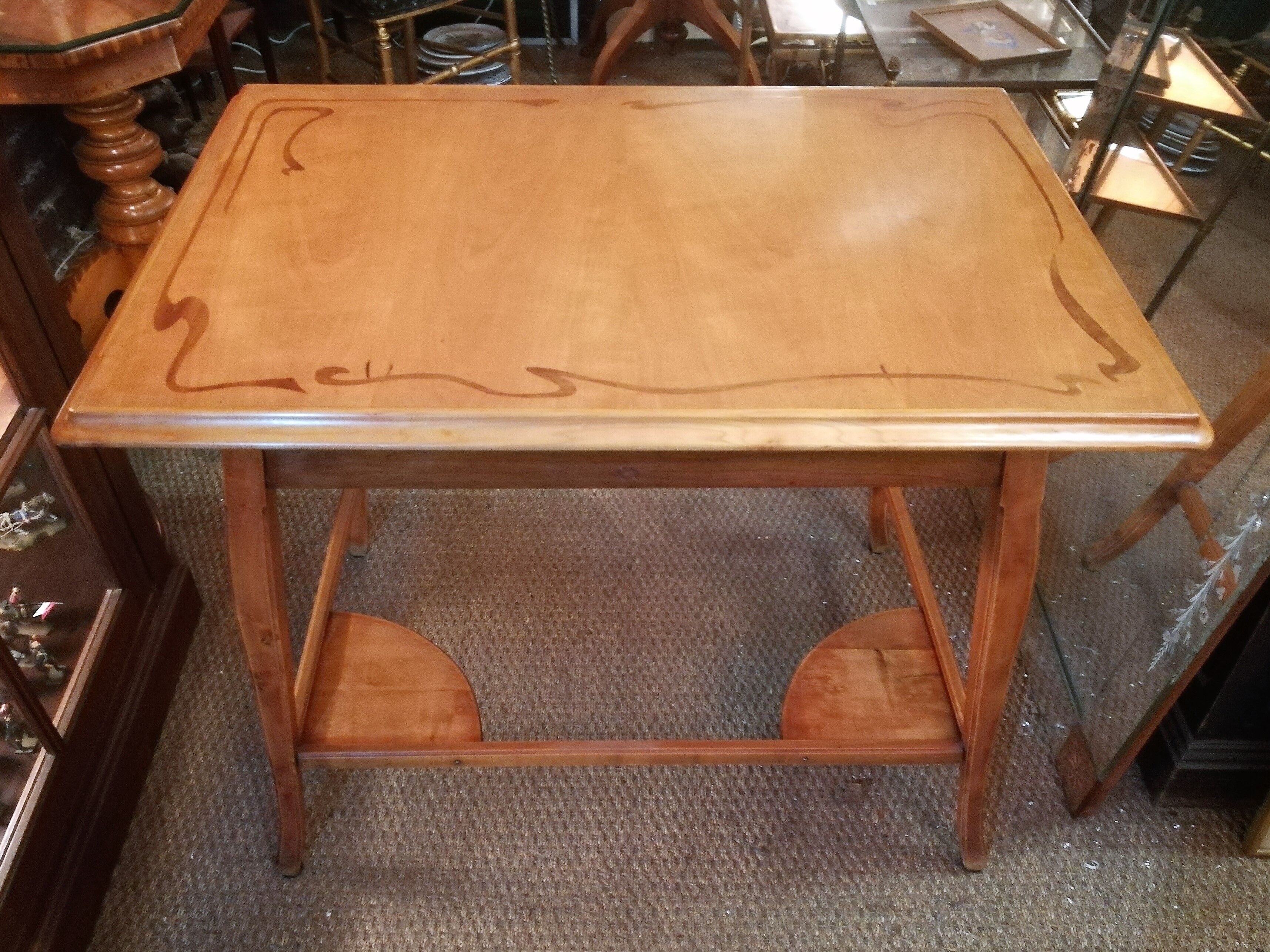Art Nouveau-style flat desk in marquetry