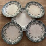 6 flat plates + 1 round dish sarreguemines manila decor.terre de fer