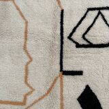 Large Contemporary Modern Abstract Face Rug, Handwoven in Wool