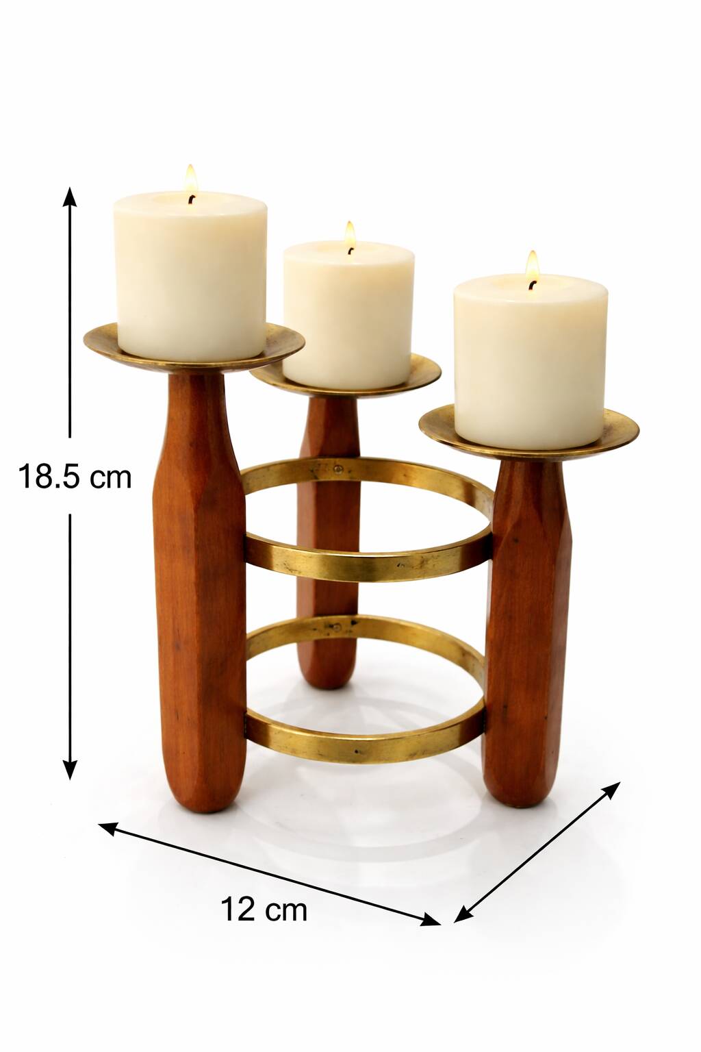 Chandelier ajustable en teck et laiton Mid-Century