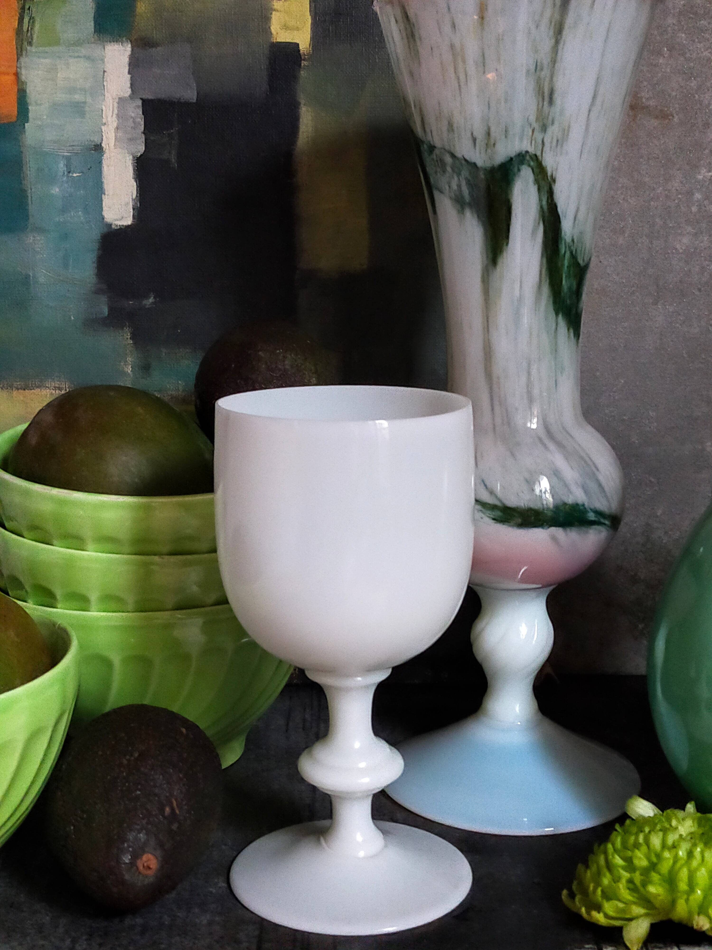 Vintage white opaline vase-cup 16.5 cm