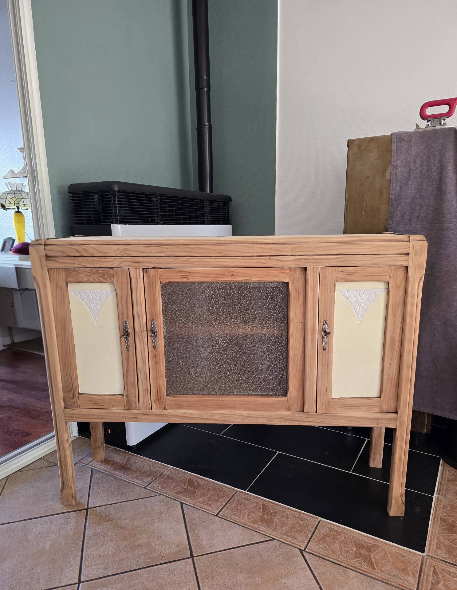 Buffet bois brut restauré pour meuble rangement d'entrée ou TV 