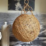 Lampshade suspension vintage wicker ball and natural string