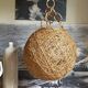 Abat-jour suspension boule vintage en osier et ficelle naturels