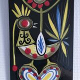 Ceramic wall plaque with bird decor by Dodik