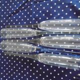 5 champagne flutes, with colored stem, vintage 30 cm high