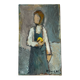 Oil on canvas "Young Girl with Fruit" 20th century, signed