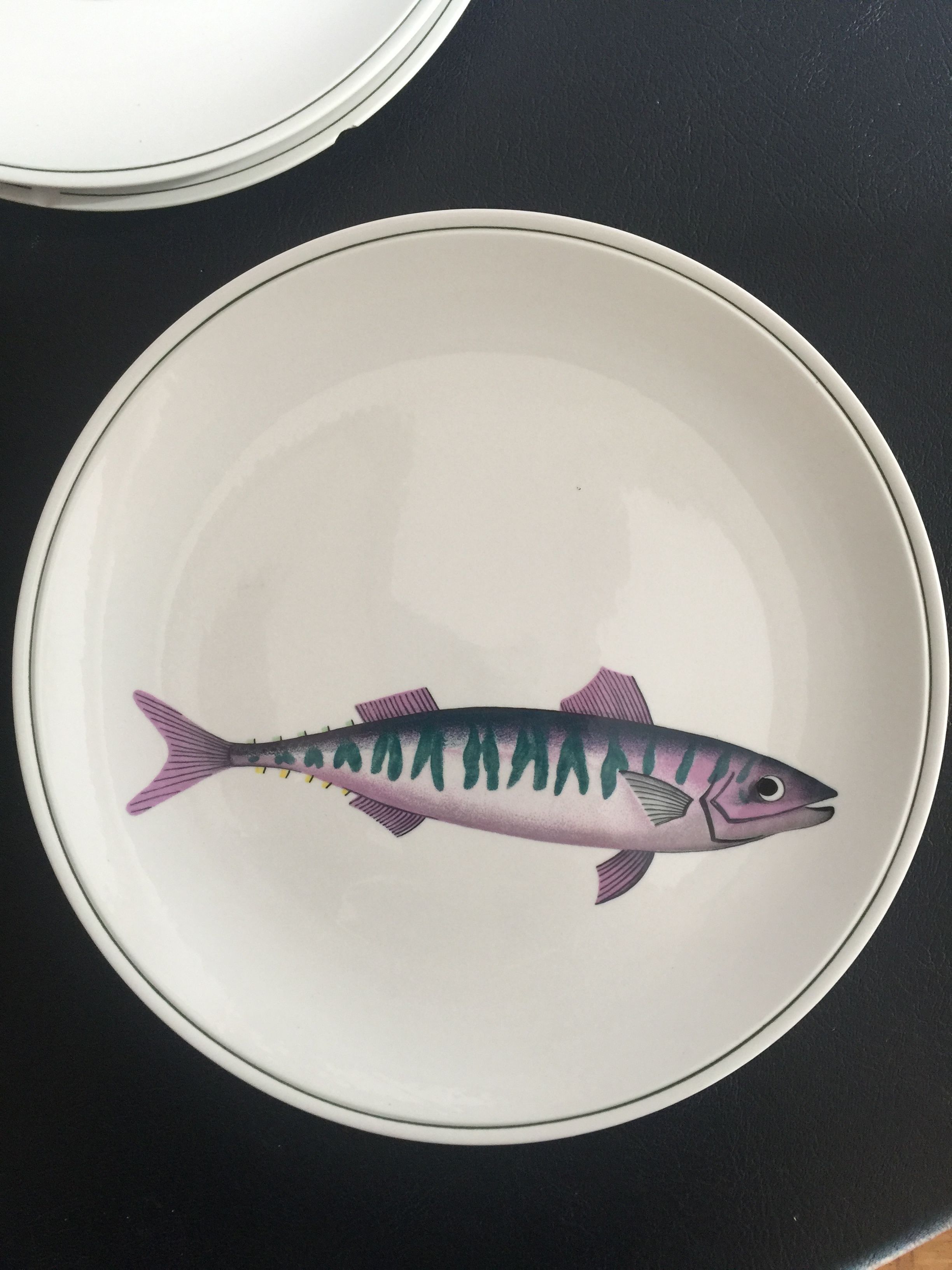 Lot De 6 Assiettes à Poisson - Motif Magnifique Faïence Beige - Occasion Bon état
