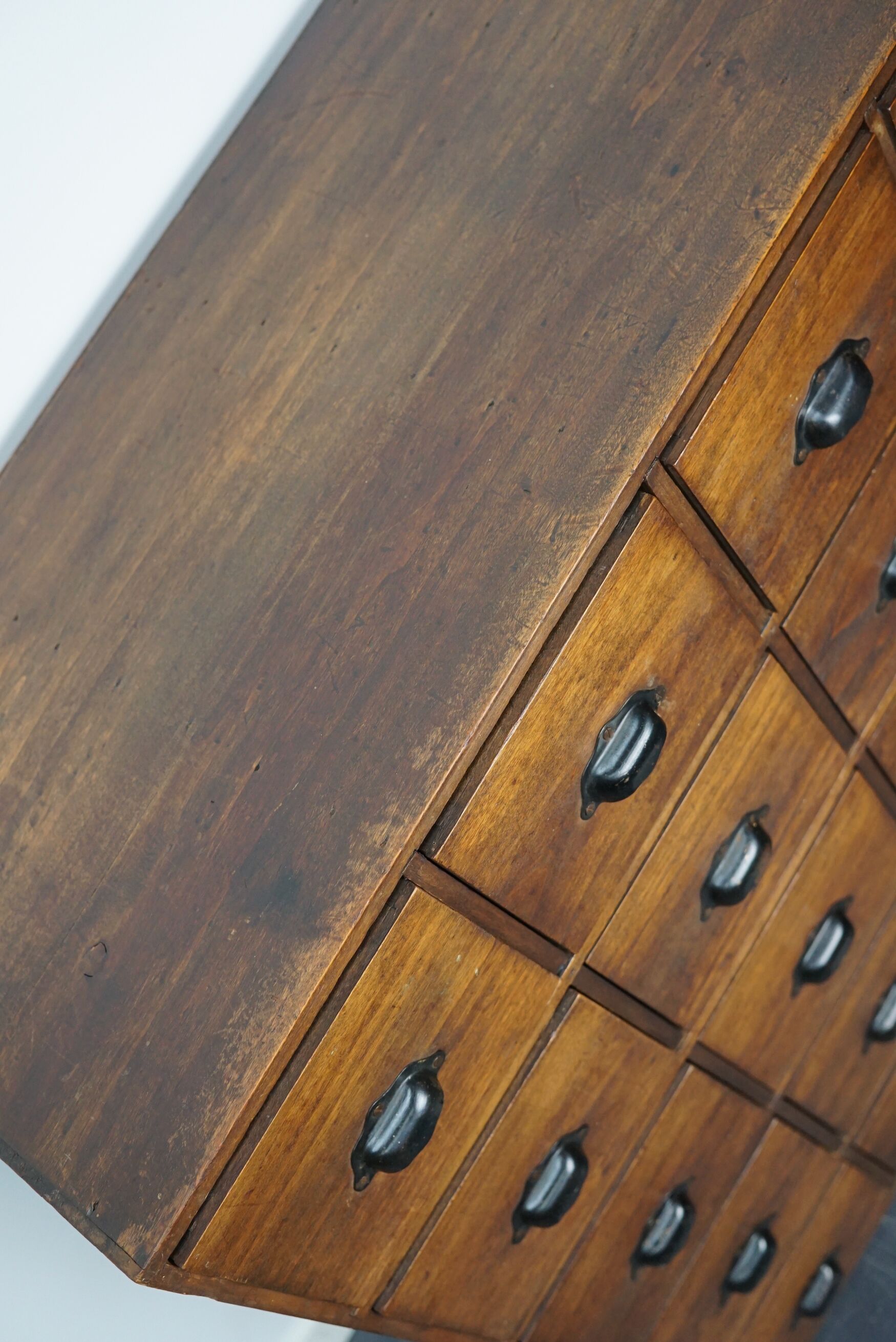 French fruitwood apothecary cabinet, ca 1950s
