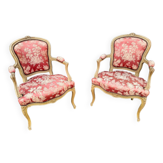Paire de fauteuils anciens style louis XV