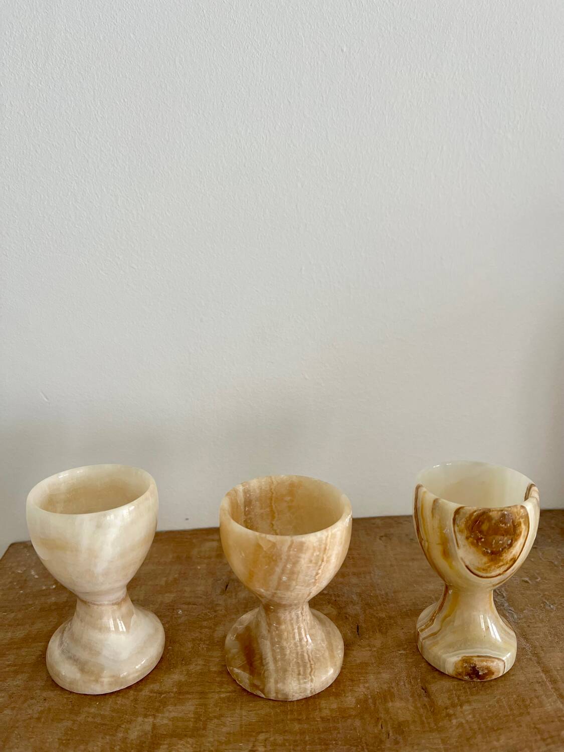 Trio of onyx egg cups