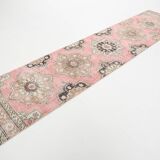 3x12 Pink Dark Blue Oriental Vintage Runner Rug