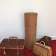 Vintage umbrella holder in wicker rattan