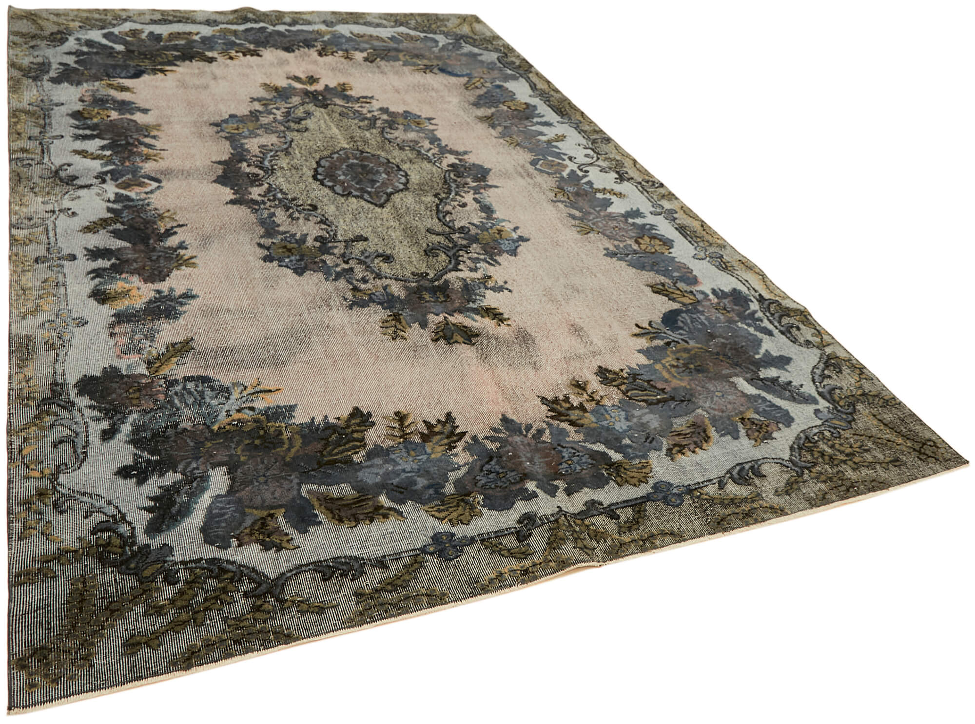 Handmade Hi-Low Pile Turkish 1980s 217 cm x 313 cm Grey Rug