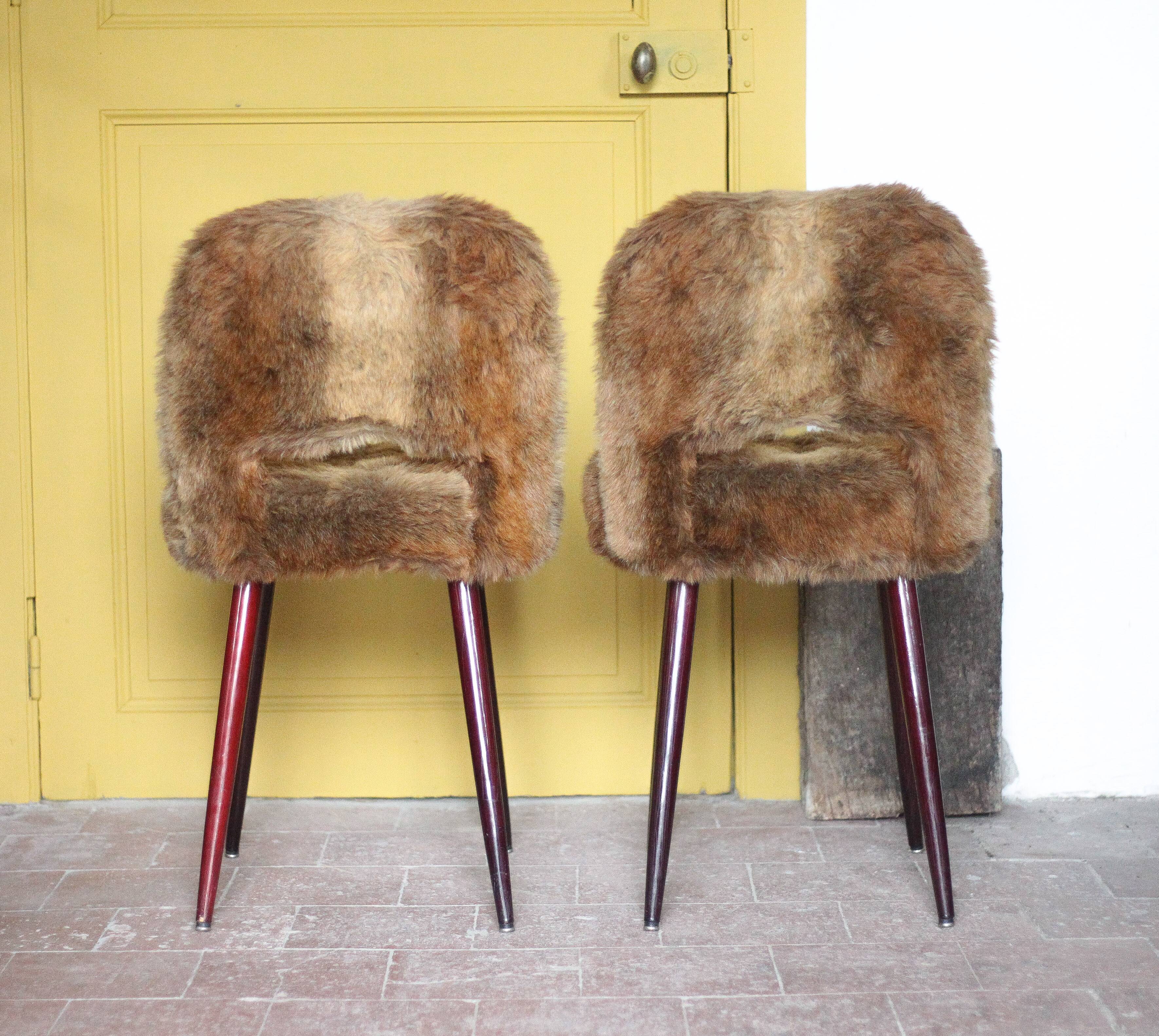 Pair of Moumoute chairs in Baumann style, vintage chairs, retro chair