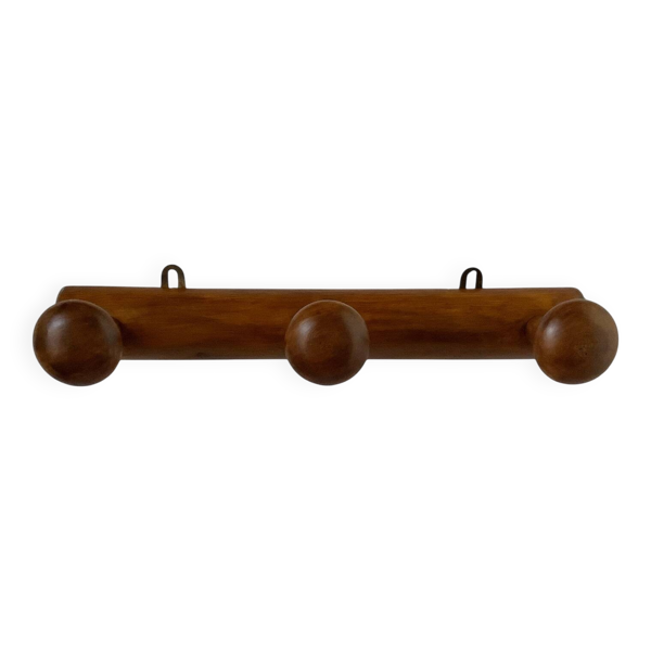 Porte-manteau vintage en bois avec 3 patères